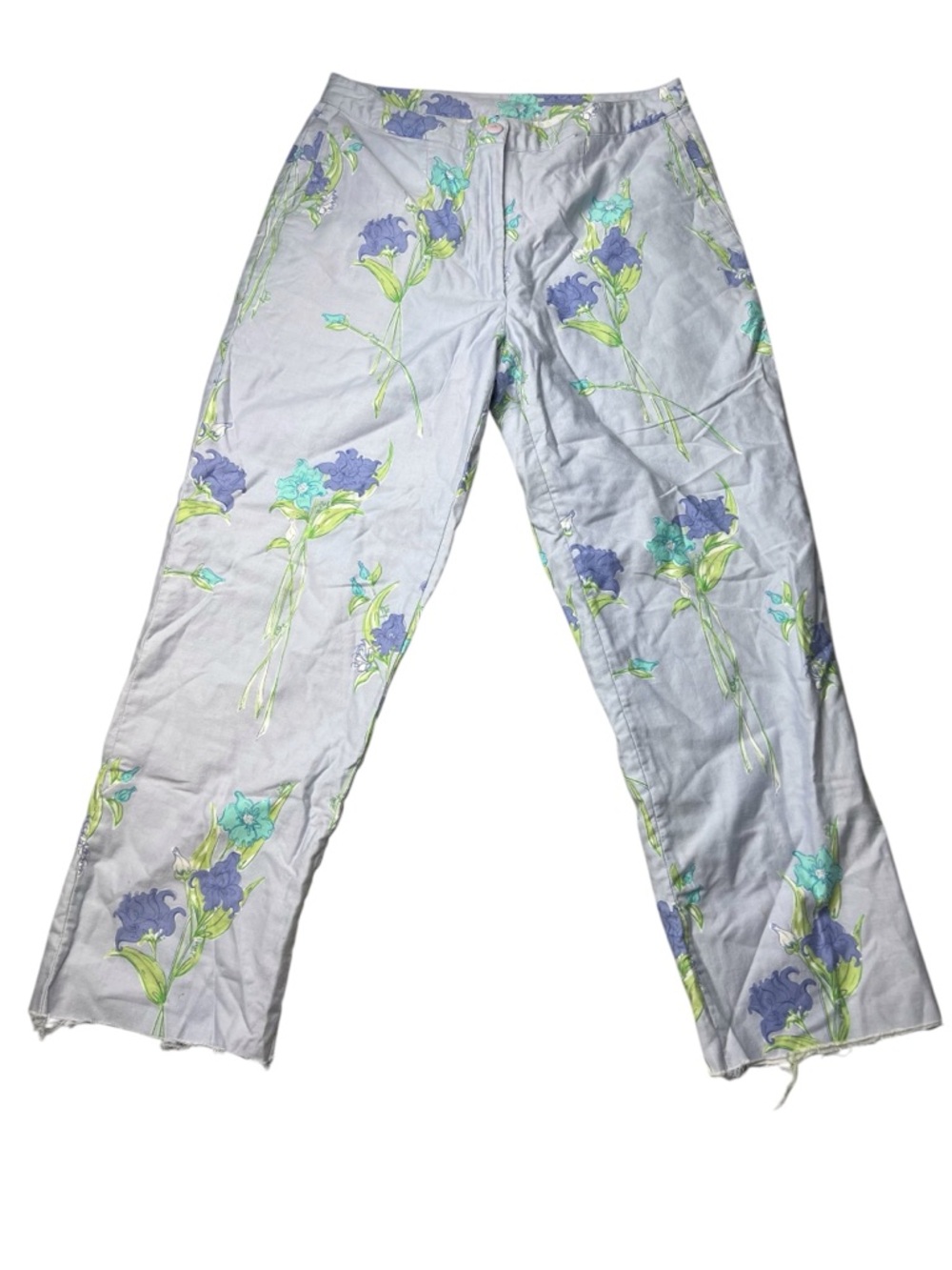 Vintage Lilly Pulitzer Floral Print Cotton Crop Trousers Raw Hem Women’s Size 4